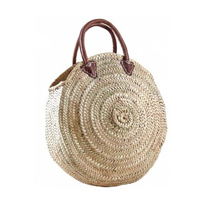 Cabas rond en palmier avec poignées cuir AUBRY GASPARD