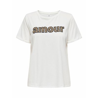 T-shirt com a palavra "amour" em estampado leopardo ONLY