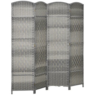Paravent intérieur en bois 4 panneaux 180 x 180 cm séparateur de pièce pliable bois gris HOMCOM