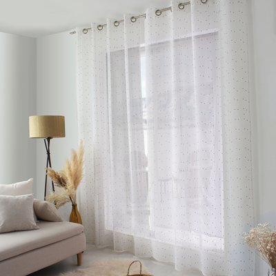Voilage plumetis  - Effet lin avec œillets HOME MAISON