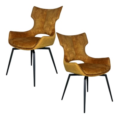 Chaise pivotante dorée bi-matière, dossier en T (lot de 2) LOMBARDIE PIER IMPORT