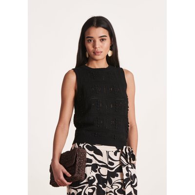 Pull sans manches en maille crochet LA FEE MARABOUTEE