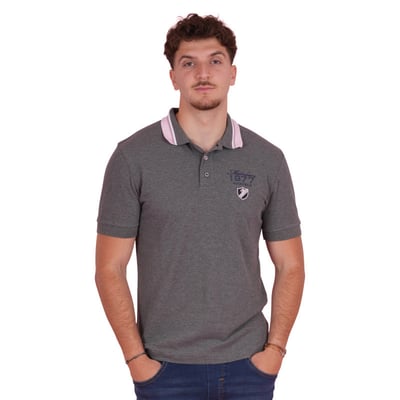 Polo en coton gris uni pourvu d'une coupe droite et d'un col boutonné RUCKFIELD