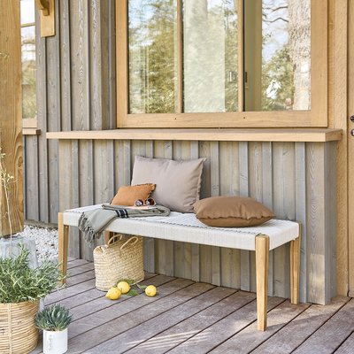 Banc de jardin en teck massif et cordage beige  LIVIE BERAH GETAH