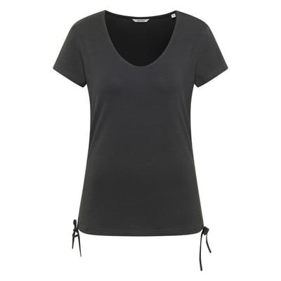 T-shirt gris anthracite uni avec un col v profond et des manches courtes MUSTANG