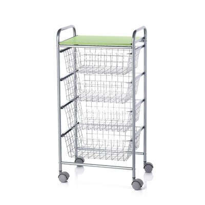 Resserre à légumes, 4 paniers de grande capacité, Gris aluminium - Vert pistache, GREEN DON HIERRO