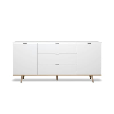 Buffet scandinave blanc 2 portes 3 tiroirs ALVA PIER IMPORT