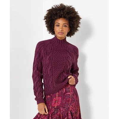 Pull à Col Montant en Maille Torsadée Freya JOE BROWNS