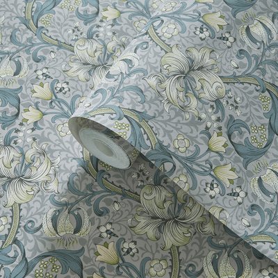 Golden Lily Slate/Dove Wallpaper WILLIAM MORRIS BY CLARKE & CLARKE
