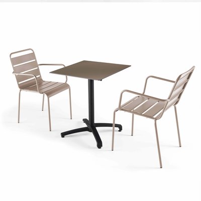 Table 60x60 cm inclinable stratifiée avec pied noir et chaises en métal, OPERA OVIALA