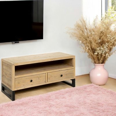 Meuble TV en bois recyclé campagne chic 120 cm AUCKLAND PIER IMPORT