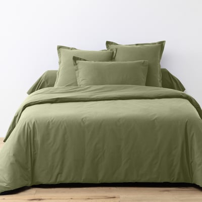 Parure de lit en 100% coton unie avec housse de couette + taie d’oreiller EDEN
