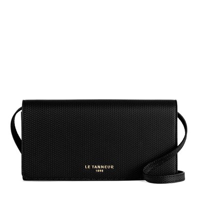 Pochette à rabat avec bandoulière amovible en cuir signature T EMILIE LE TANNEUR