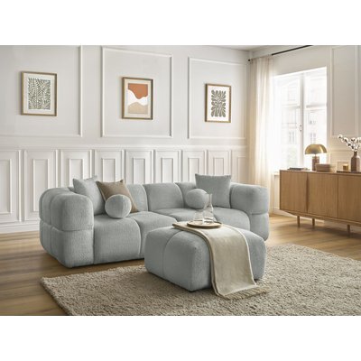 Canapé droit fixe 3 places en tissu texturé avec pouf, CRISTINA BOBOCHIC