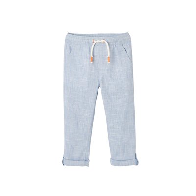 Pantalon léger retroussable en pantacourt aspect lin tissé VERTBAUDET