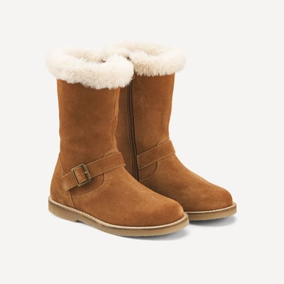 Kids Sherpa Cuff Suede Calf Boots LA REDOUTE COLLECTIONS