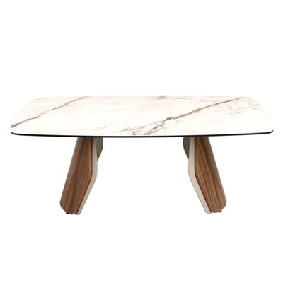 Table basse ovale en marbre porcelainé, acier et bois ANGEL CERDA