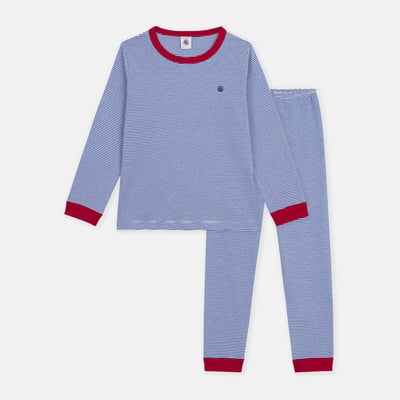 Pigiama in felpa, con stampa a righe PETIT BATEAU