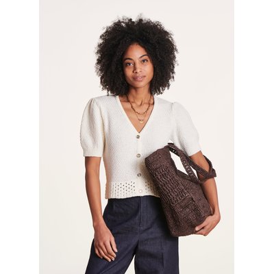 Gilet court manches courtes et col V LA FEE MARABOUTEE