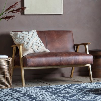 Berlin Mid-Century 2 Seater Leather Accent Sofa SO'HOME