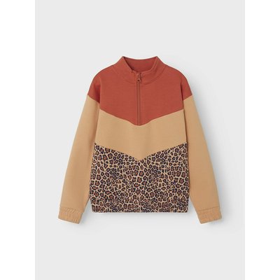 Leopard Print Cotton Sweatshirt with High Neck NAME IT