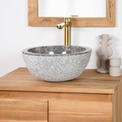 Lave mains en marbre rond 35cm STROMBOLI WANDA COLLECTION