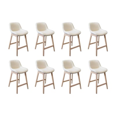 Lot de chaises d'îlot et bar en chêne et assise tissu bouclette 65cm MILK | Lot de 8 MOB IN