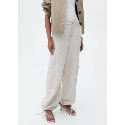Pantalon cargo en lin bas bouffant MANGO
