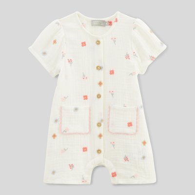 Combinaison courte brodée en coton BIO GOTS BOUT'CHOU