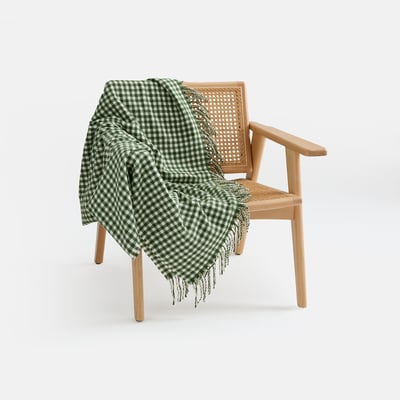 Plaid imprimé petits carreaux, finition frangée, ONESSA LA REDOUTE INTERIEURS