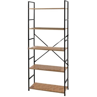 Étagère échelle métal noir et bois 5 étages 58.5x23.5x144cm WADIGA