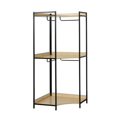 Module dressing d'angle décor bois et métal 4 penderies 2 étagères CLEVER SWEEEK