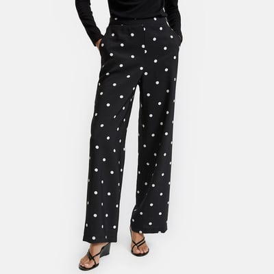 Pantalones anchos y fluidos de lunares, de cintura alta LA REDOUTE COLLECTIONS