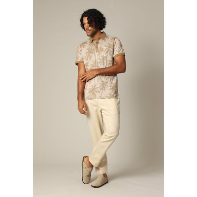 Polo tissu tropical effet vieilli avec col et manches contrastés TIKI DEELUXE