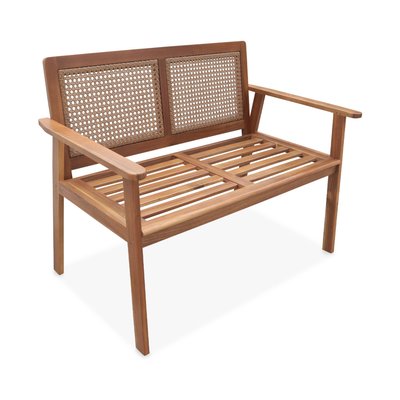 Banc d'extérieur 2 places bois d'acacia et cannage MANABI SWEEEK
