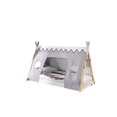 Lit Tipi 90 X 200 Textile Assorti Nature/Blanc VIPACK