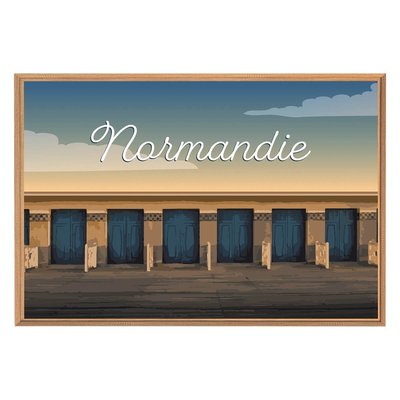 Tableau Mural Illustration Cabines Normandie PLAGE CEANOTHE