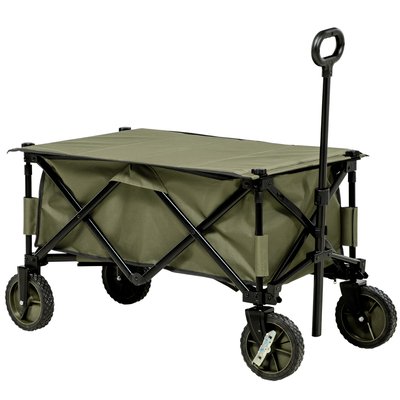 Chariot de jardin pliable 4 roues acier polyester OUTSUNNY