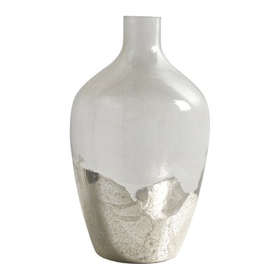 Vase bonbonne JEANNE en verre transparent et argent BLANC D’IVOIRE