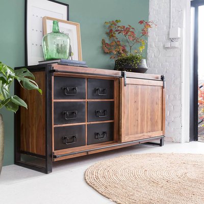 Buffet en bois d'acacia avec porte coulissante  HAVANA MADE IN MEUBLES 