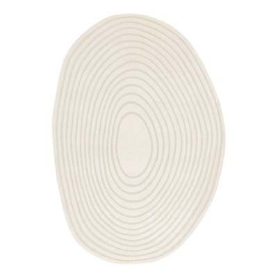 Tapis intérieur forme de galet motif circulaire crème AMANDA SWEEEK