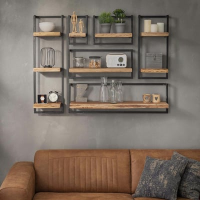 Etagère murale 3 niveaux bois et métal MELBOURNE PIER IMPORT