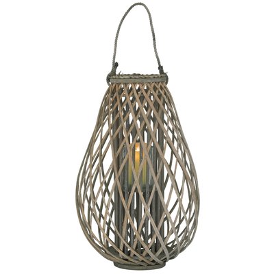 Lanterne goutte en osier gris et verre Hauteur 65 cm AUBRY GASPARD