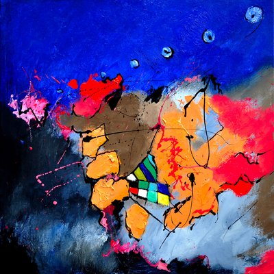 Tableau abstrait jeu de couleurs HEXOA