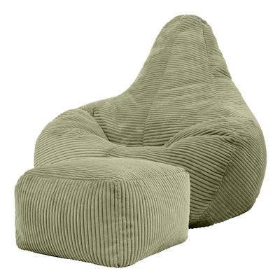 Pouf à dossier incliné et son repose-pied velours côtelé Oeko-Tex® - DALTON ICON