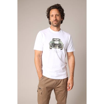 T-shirt en coton avec imprimé voiture rétro sur le devant, coupe droite et col rond FASTCAR DEELUXE