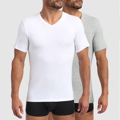 Confezione da 2 T-shirt tinta unita scollo a V Good DIM