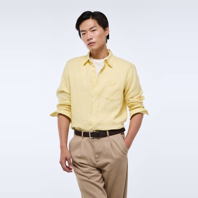 Chemise manches longues en lin MONOPRIX