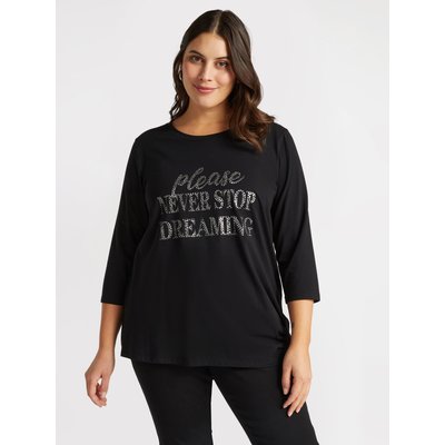 T-shirt avec lettering imprimé devant, noeud en bas sur le côté FIORELLA RUBINO