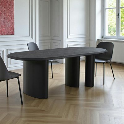 Table moderne en bois noir – 3 pieds design 220 cm ALBERTA PIER IMPORT